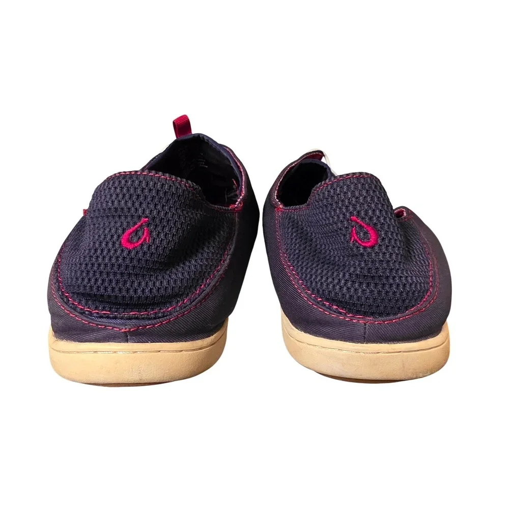 OluKai Nohea Moku Mens Navy Blue Pink Mesh Boat Shoes Sneakers 10283‎ Size 13